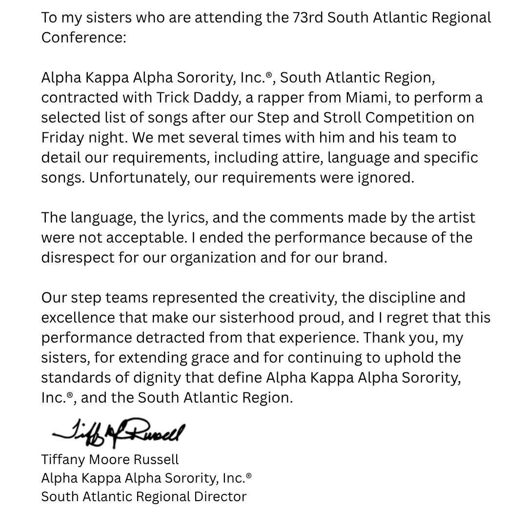 Alpha Kappa Alpha Sorority Halts Trick Daddy Show Over “Disrespect”