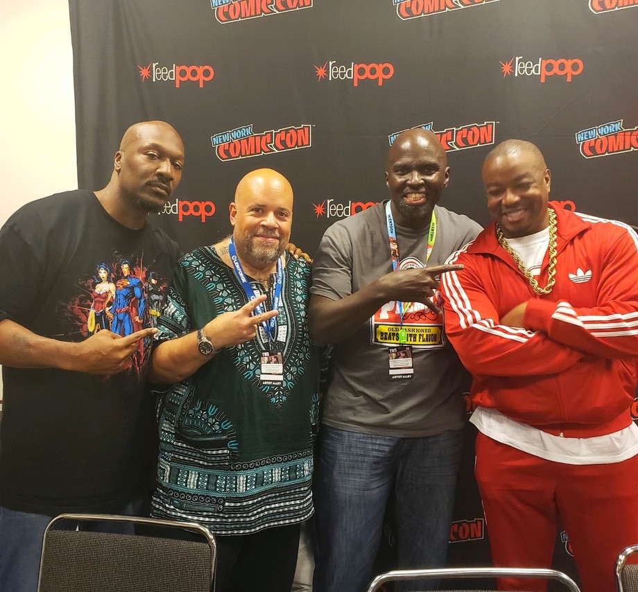 The Bitter Root (Middle: David F. Walker and Sanford Greene) crew and the AllHipHop squad (Chris Brown and Chuck "Jigsaw" Creekmur)