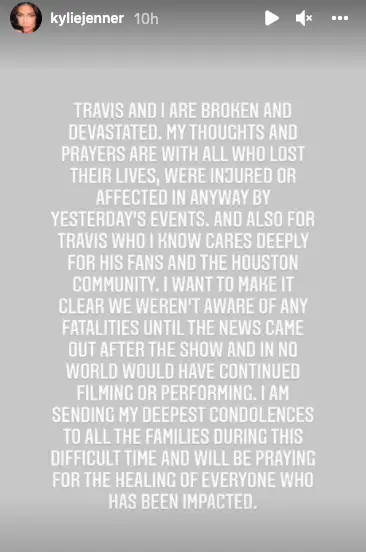 Kylie Jenner issues statement on Astroworld Festival tragedy